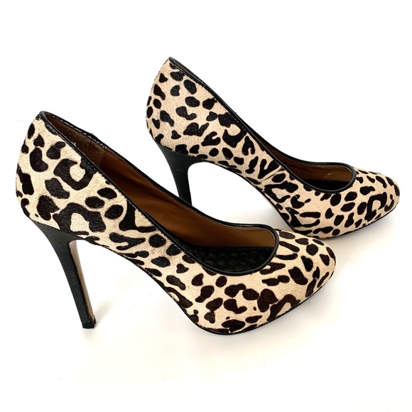 Dolce Vida Animal Print Calf Hair Leopard Print Heels Genuine Fur - Picture 2 of 6